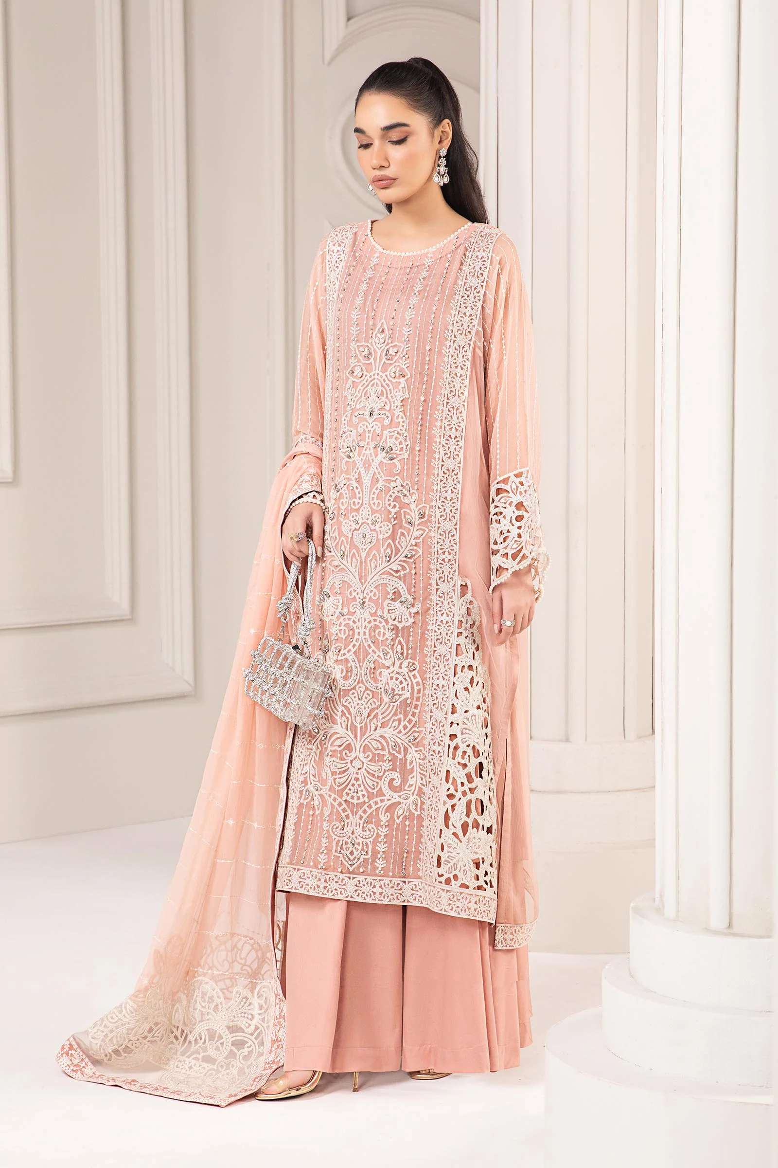 3 Piece Embroidered Chiffon Suit - Image 5