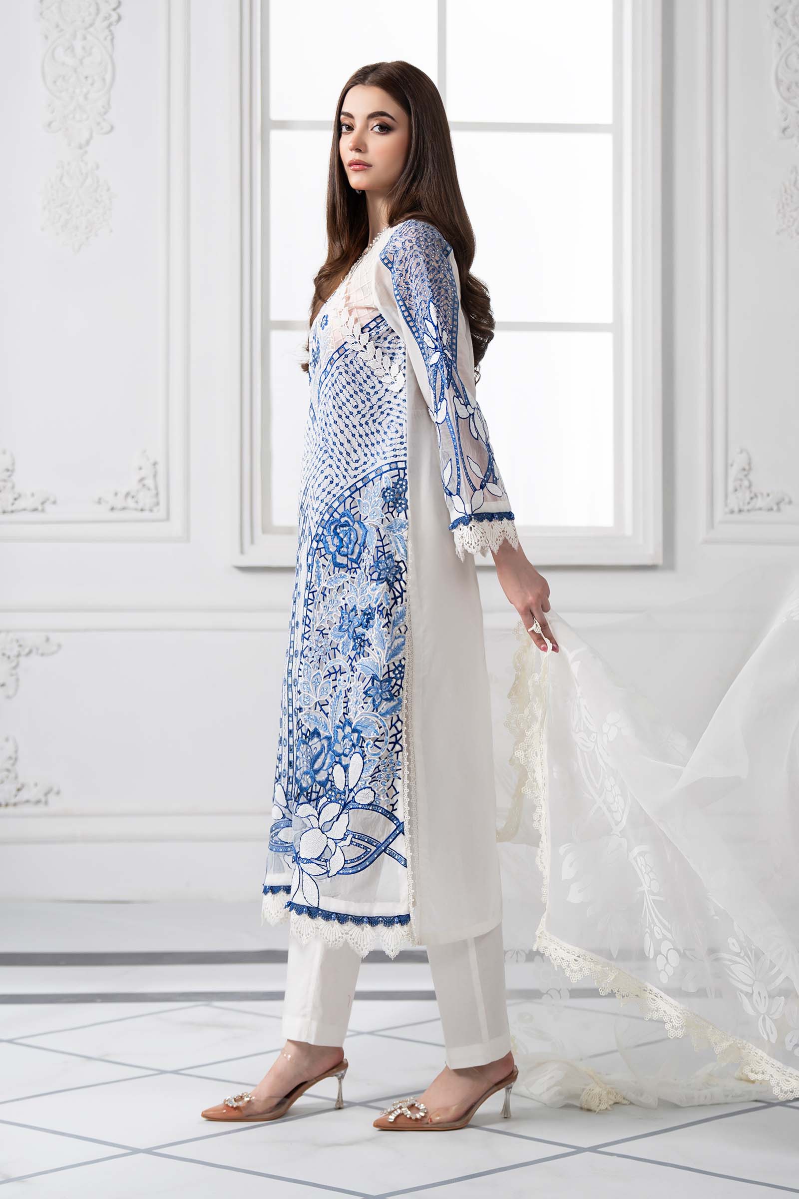 3 Piece Embroidered Paper Cotton Suit | DS-2510-A - Image 7