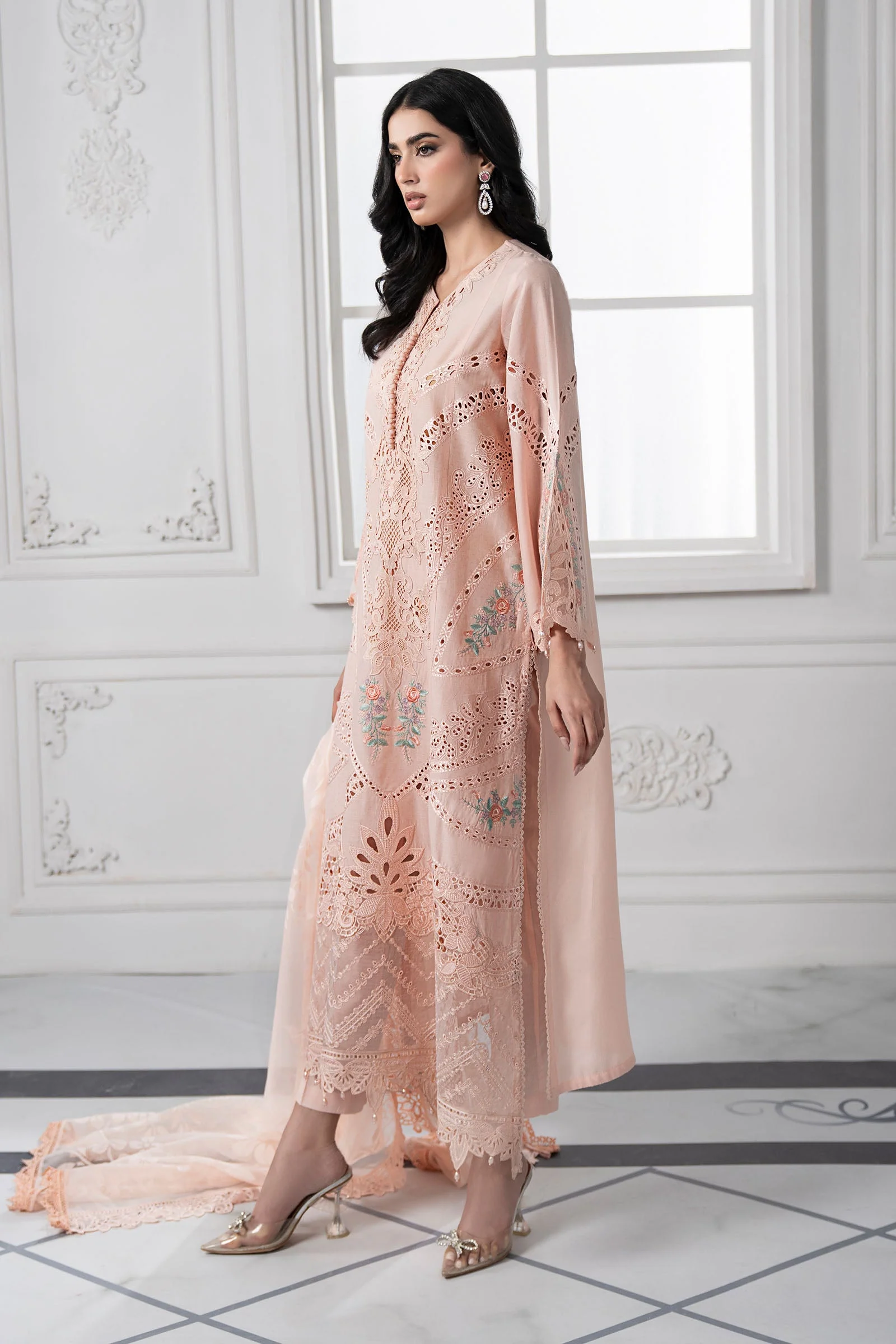 3 Piece Embroidered Dobby Lawn Suit | DS-2513-A - Image 7