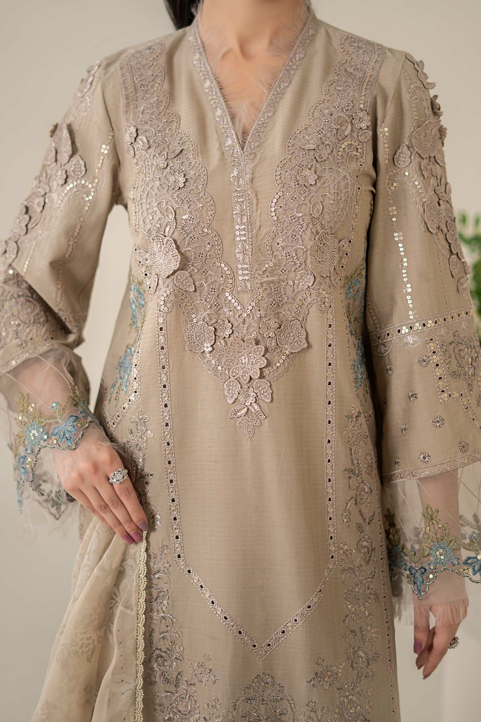 3 Piece Embroidered Dobby Suit - Image 3