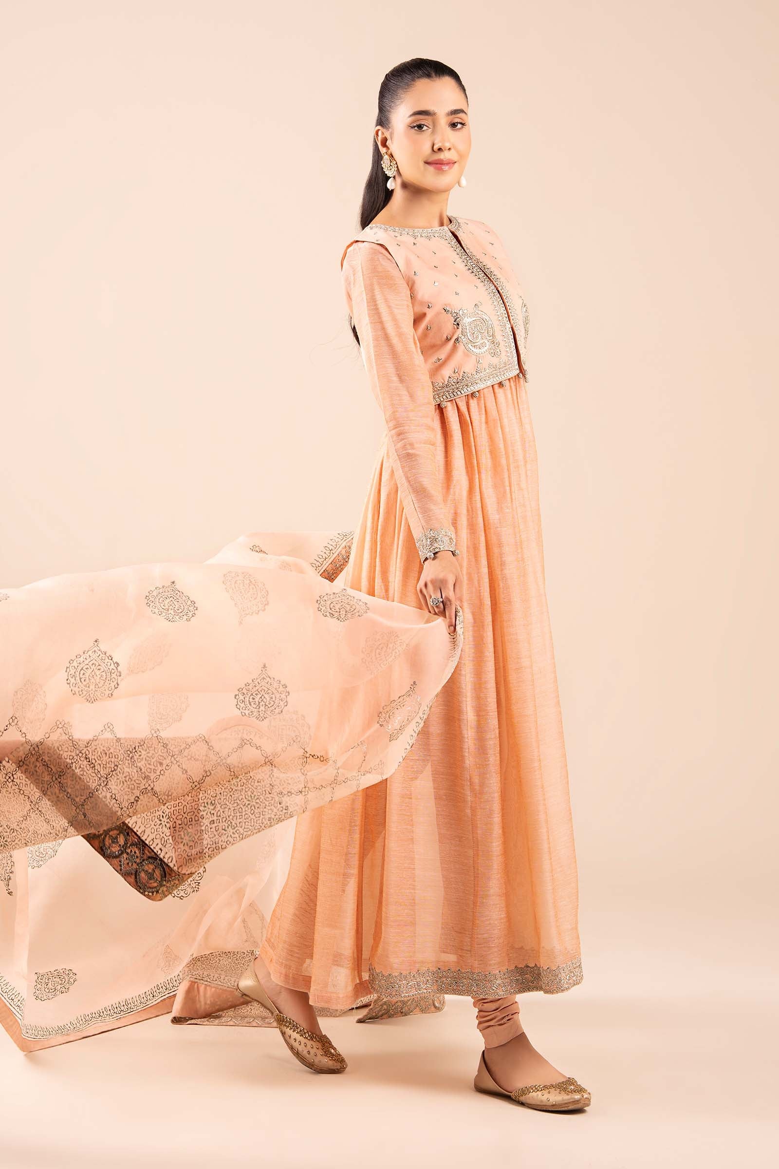 3 Piece Embroidered Paper Cotton Suit - Image 4