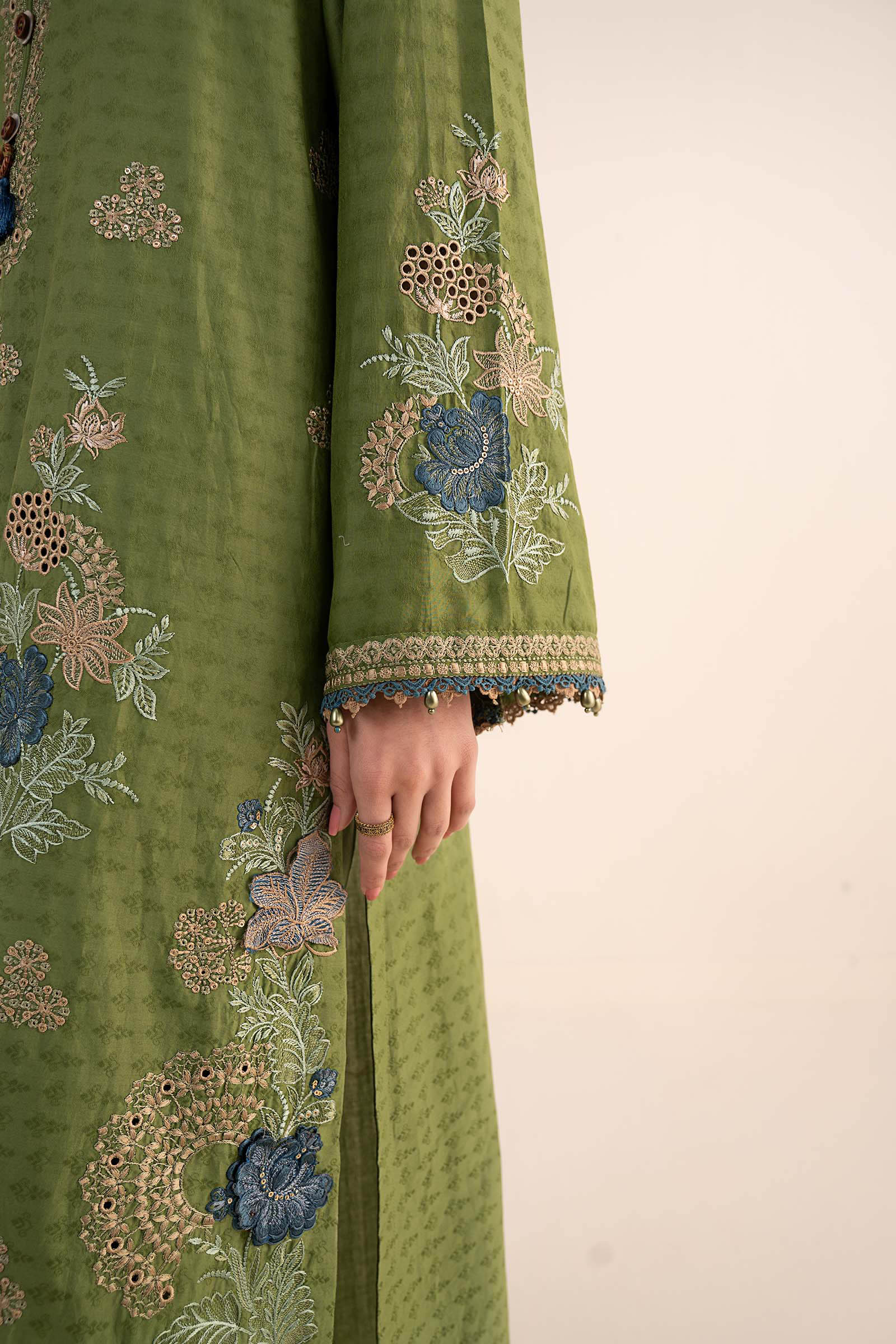 3 Piece Embroidered Dobby Jacquard Suit - Image 5