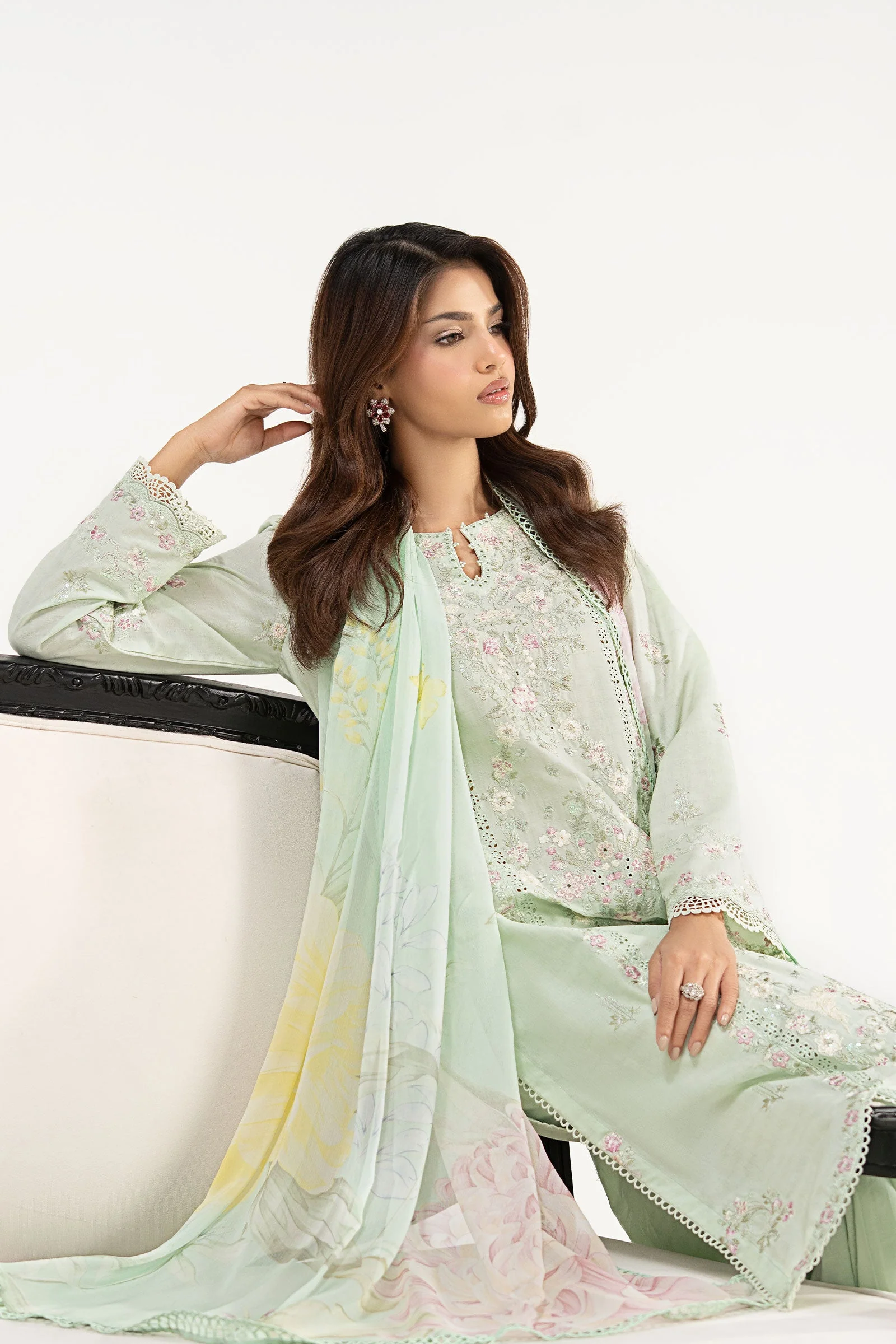 3 Piece Embroidered Dobby Jacquard Suit - Image 2