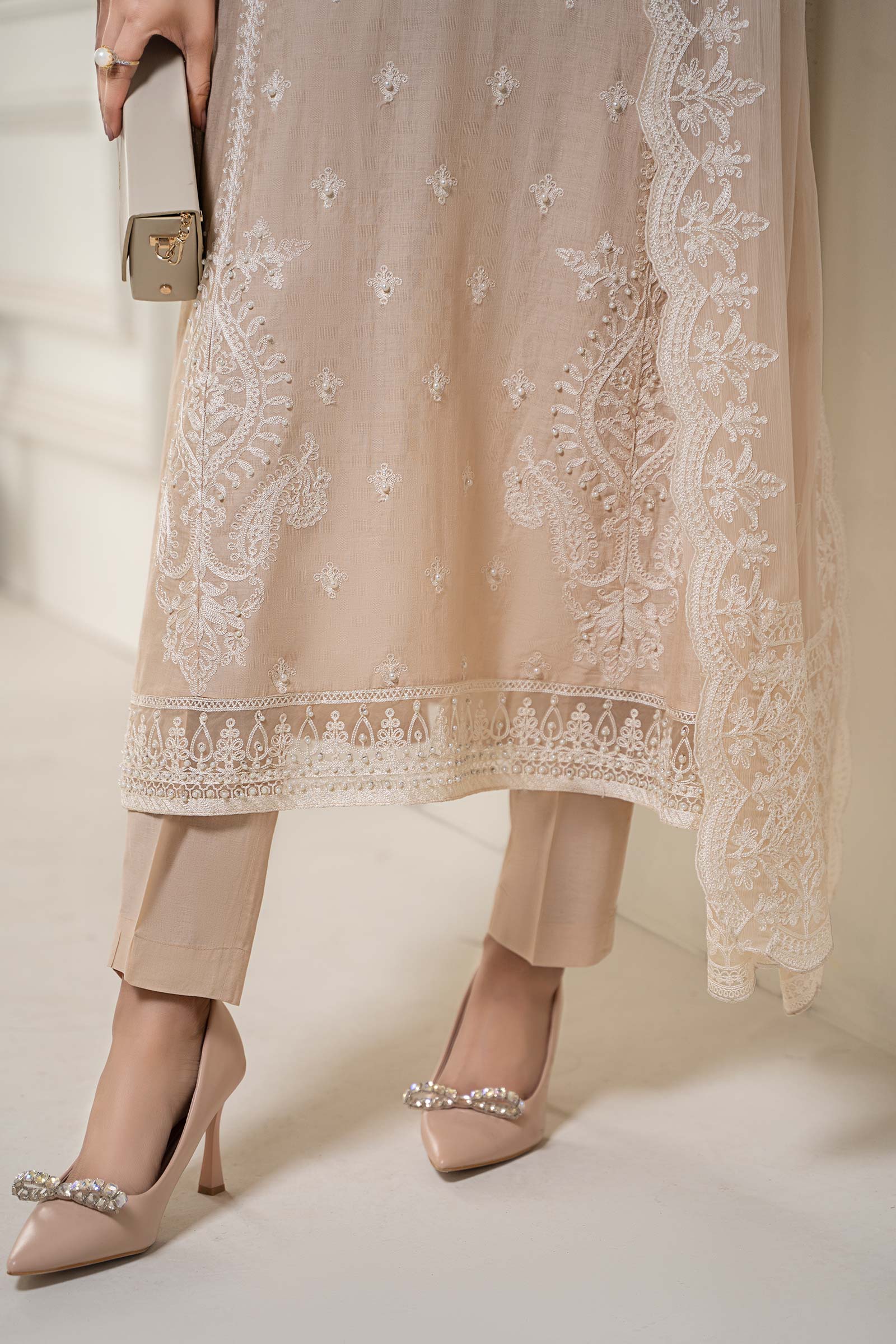 3 Piece Embroidered Self Jacquard Suit - Image 6