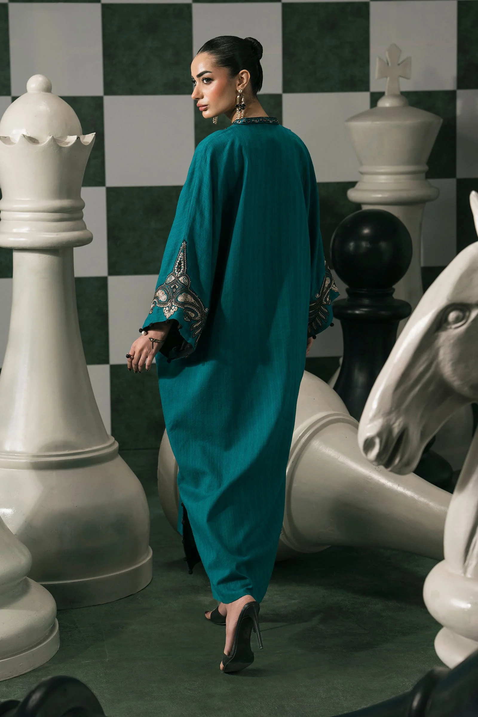 2 Piece Embroidered Striped Cotton Suit - Image 7