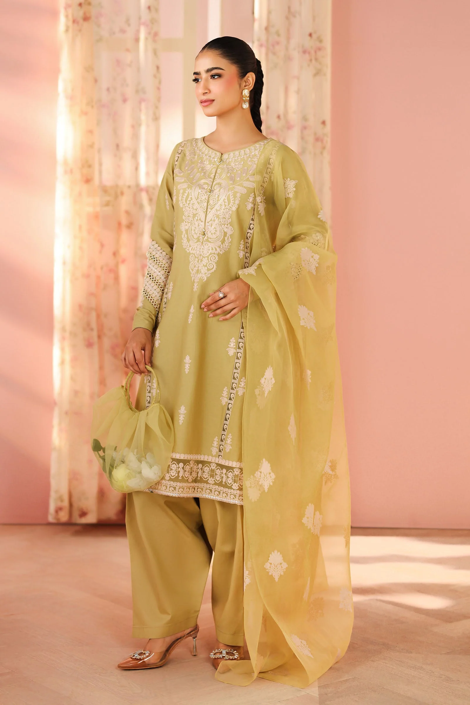 3 Piece Embroidered Dobby Suit