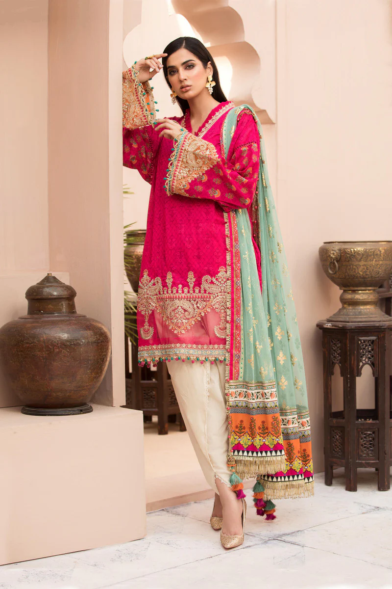 Unstitched Lawn EL-21-10-Fuchsia Pink - Image 4