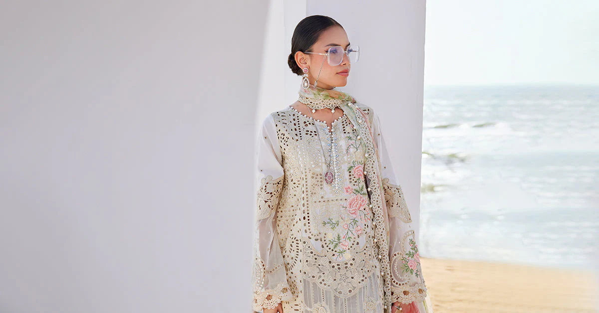 3 Piece Unstitched Embroidered Lawn Suit | EID LAWN-25-07 - Image 11