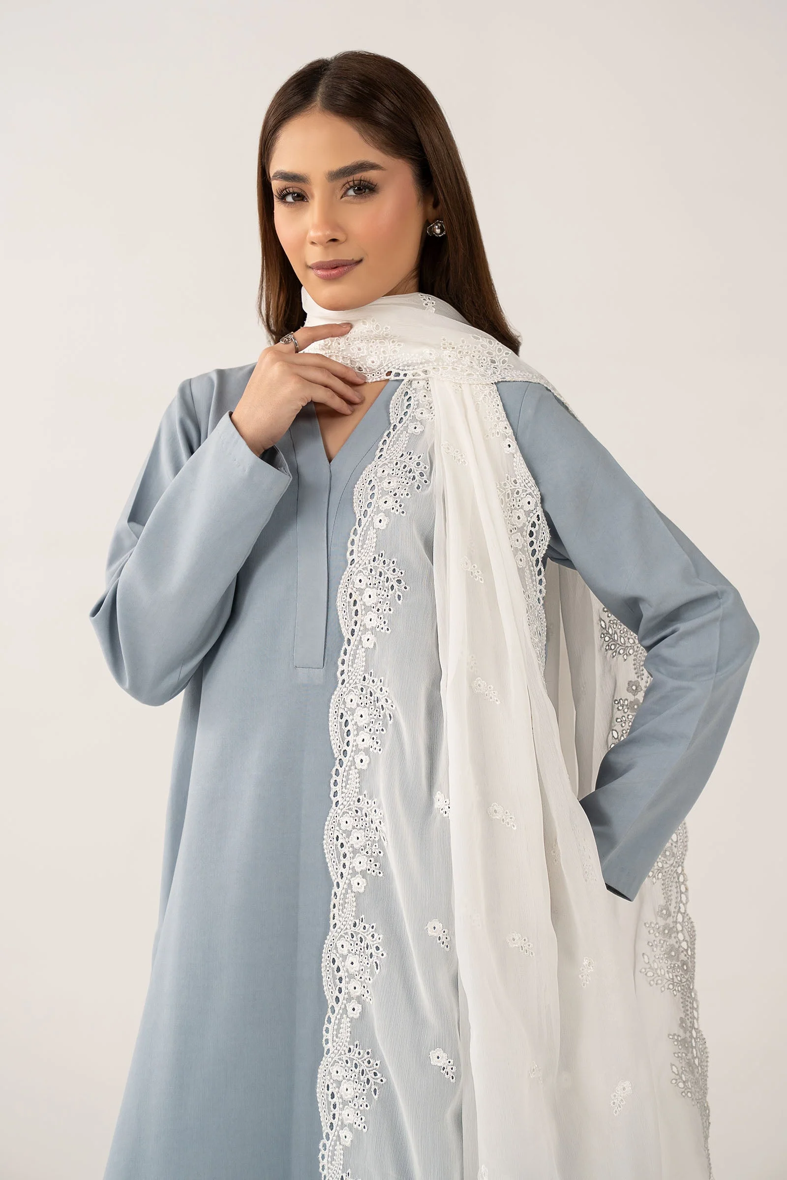 Embroidered Cationic Chiffon Dupatta - Image 3