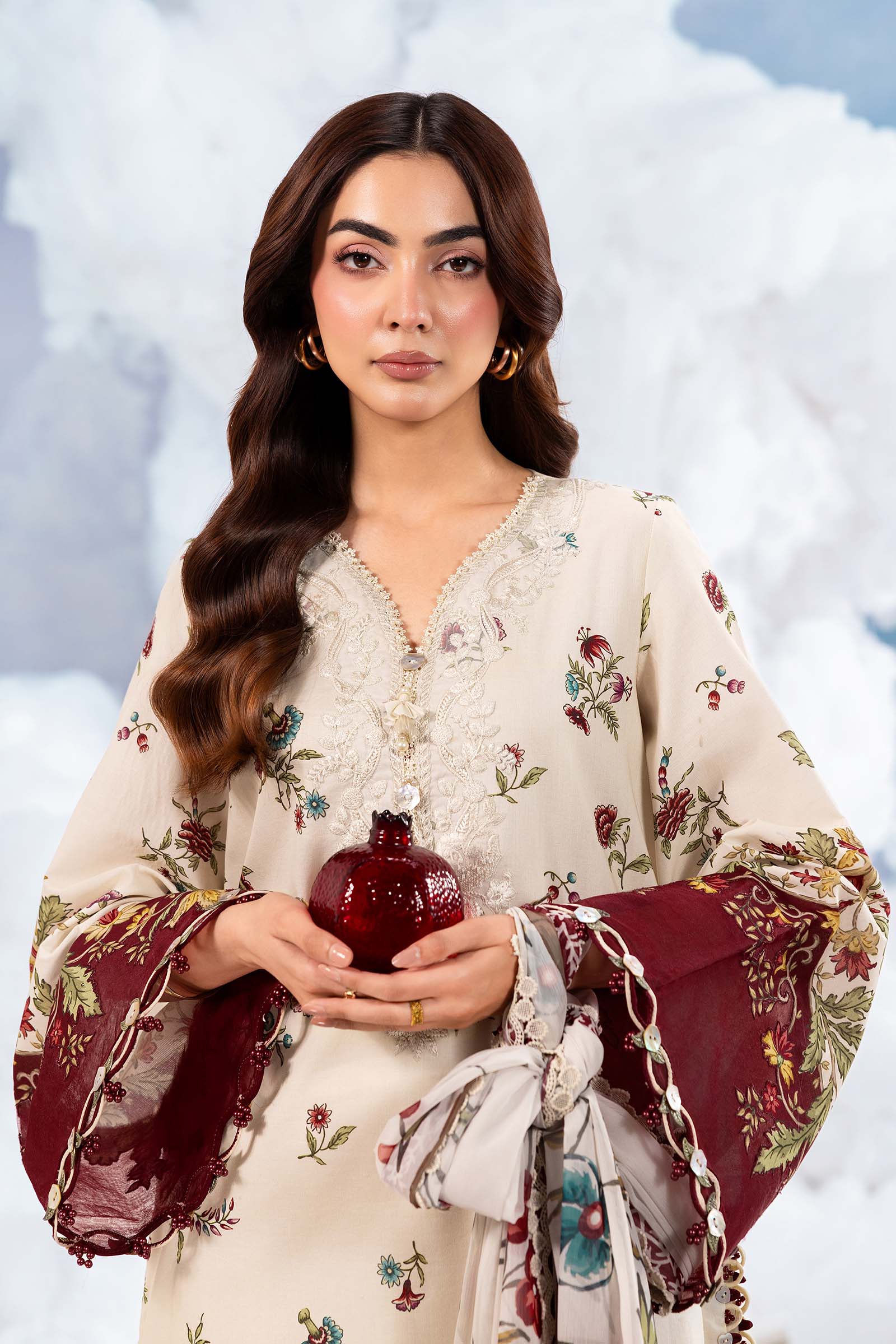 3 Pc Unstitched Embroidered Lawn Suit - Image 2