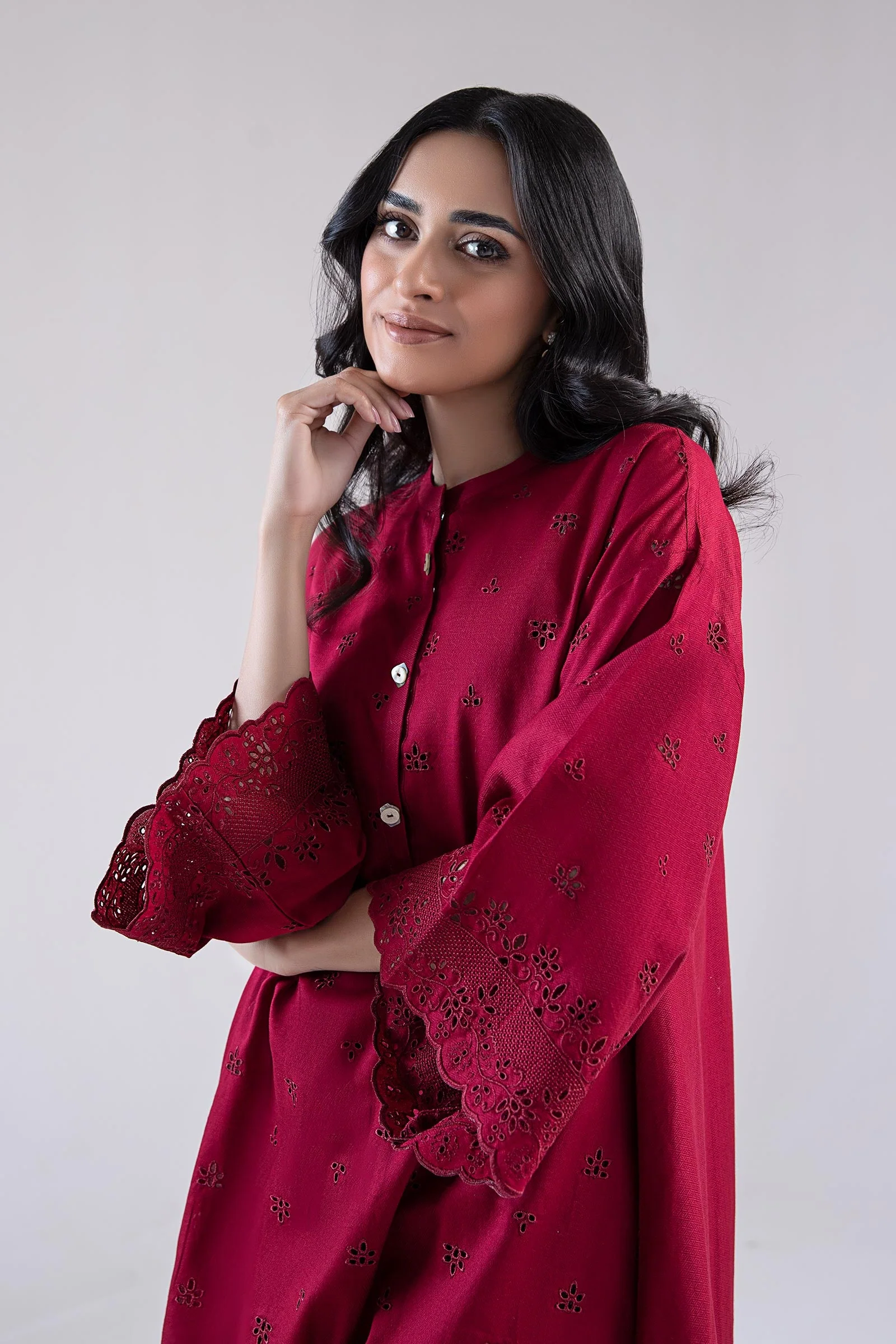 Embroidered Dobby Lawn Co-Ord Set - Image 2