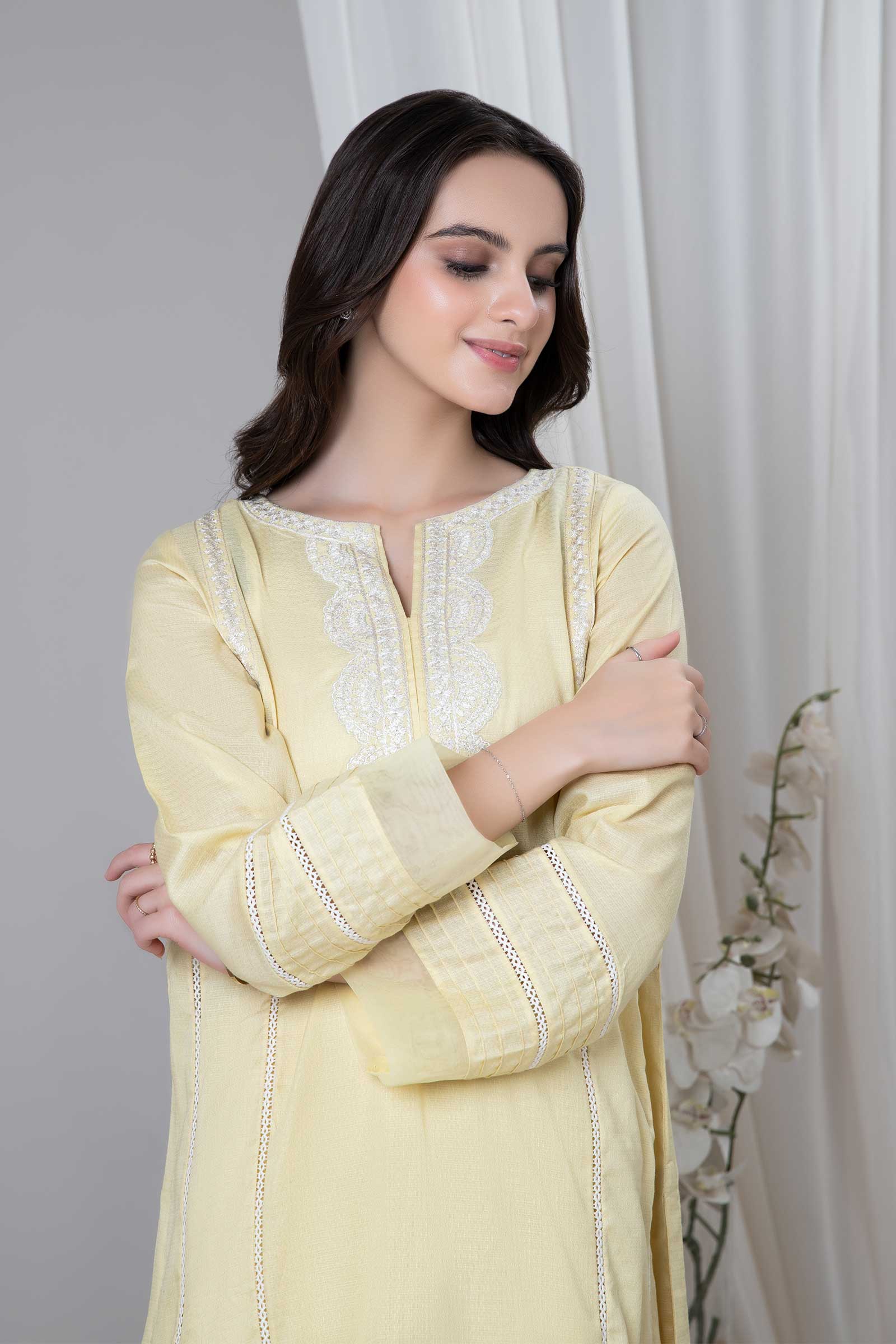 2 Piece Embroidered Dobby Lawn Suit - Image 2