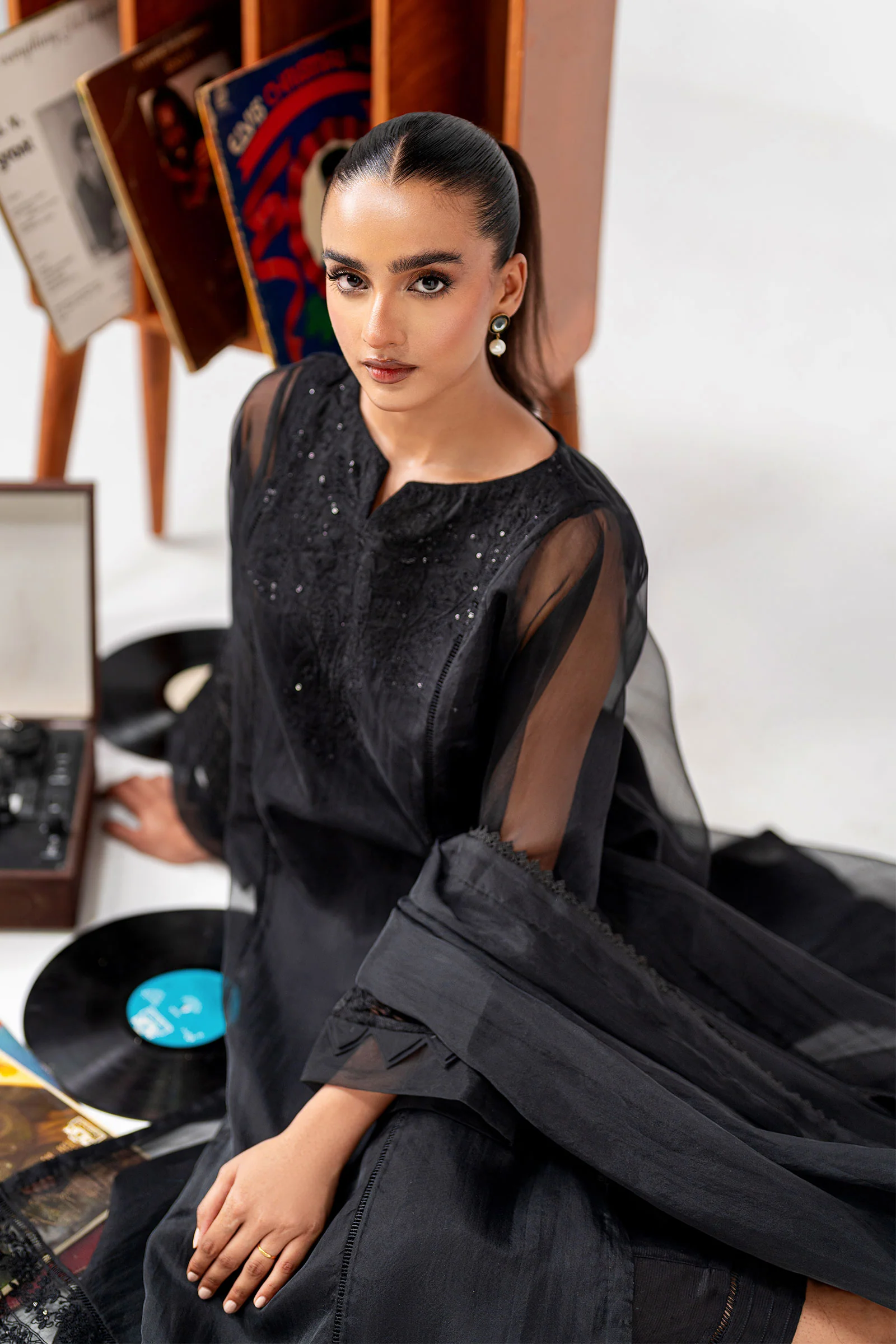 3 Piece Embroidered Organza Suit - Image 2
