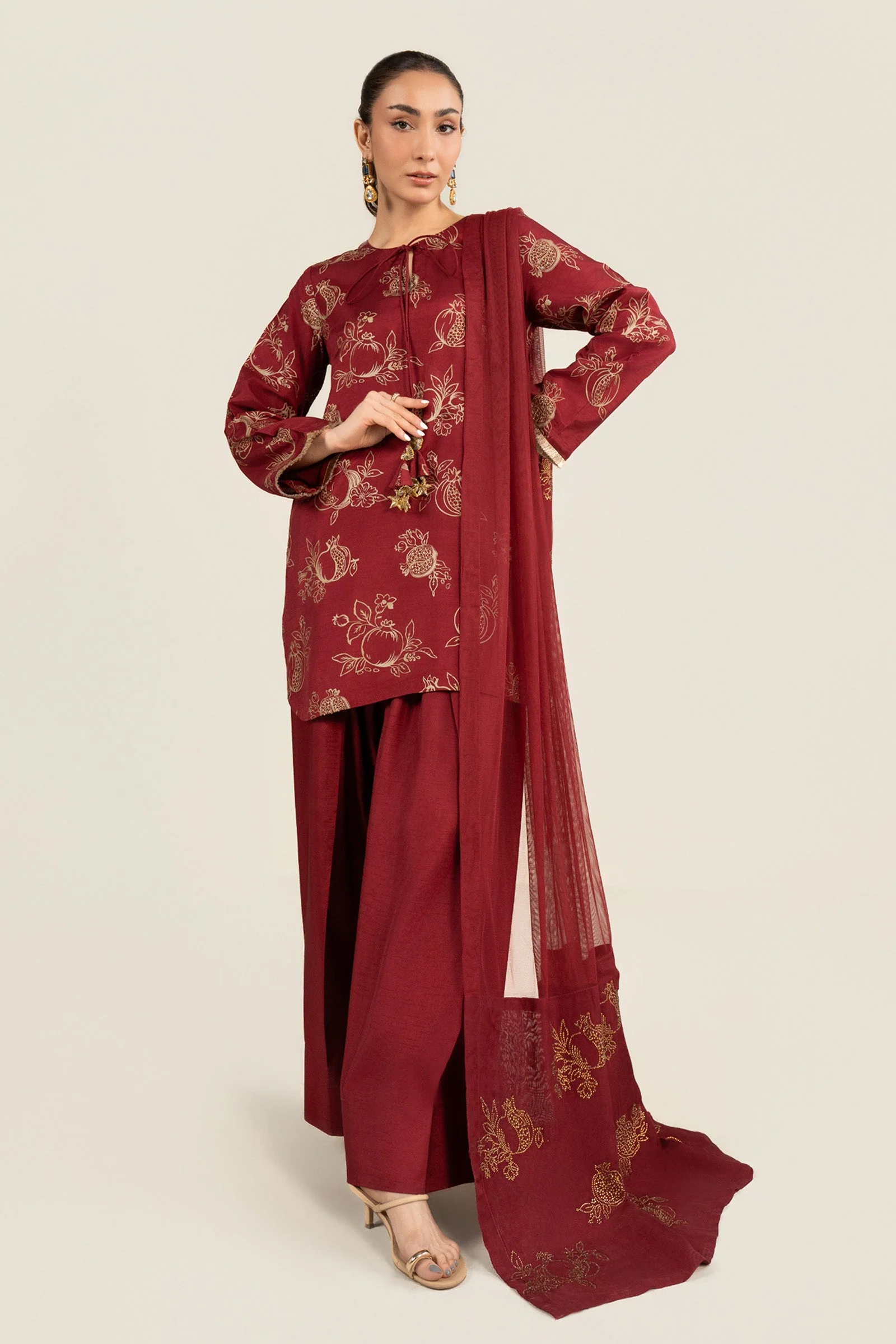 Printed Net Dupatta