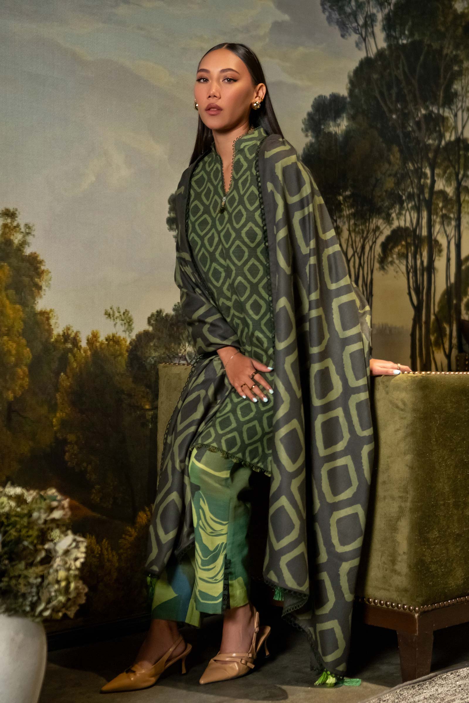 3 Pc Unstitched Printed Khaddar Suit | 506-A - Image 4