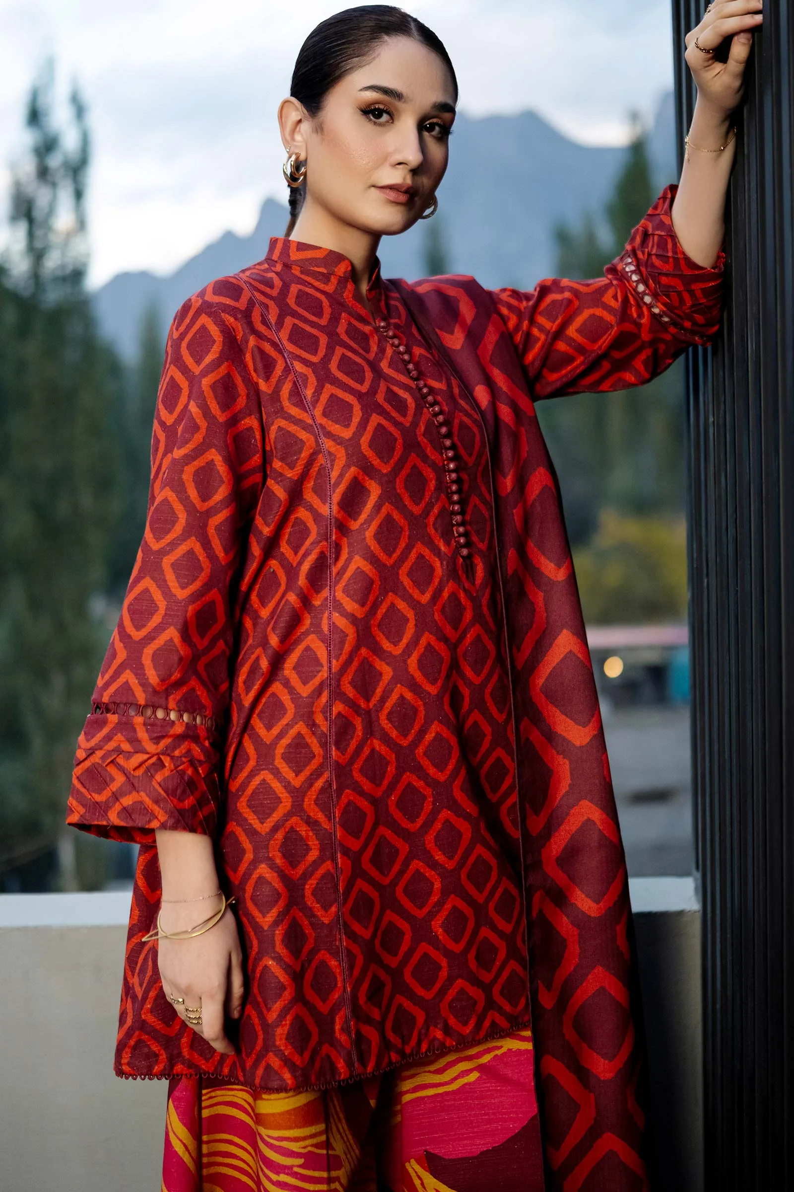 3 Pc Unstitched Printed Khaddar Suit | 506-B - Image 3