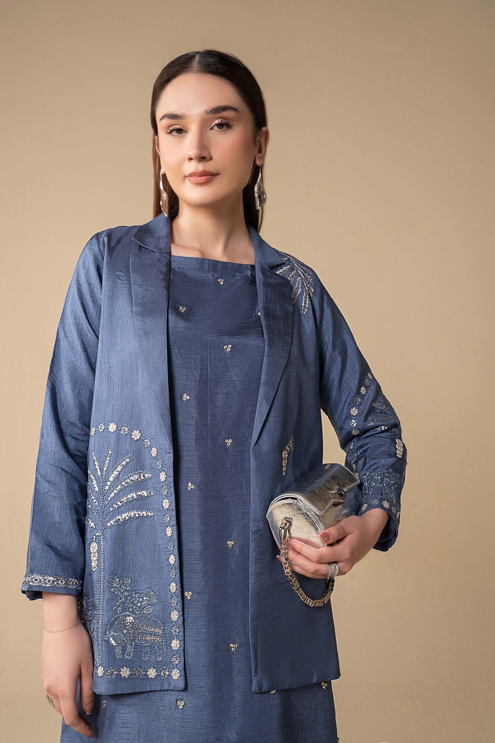 2 Pc Embroidered Raw Silk Suit - Image 2