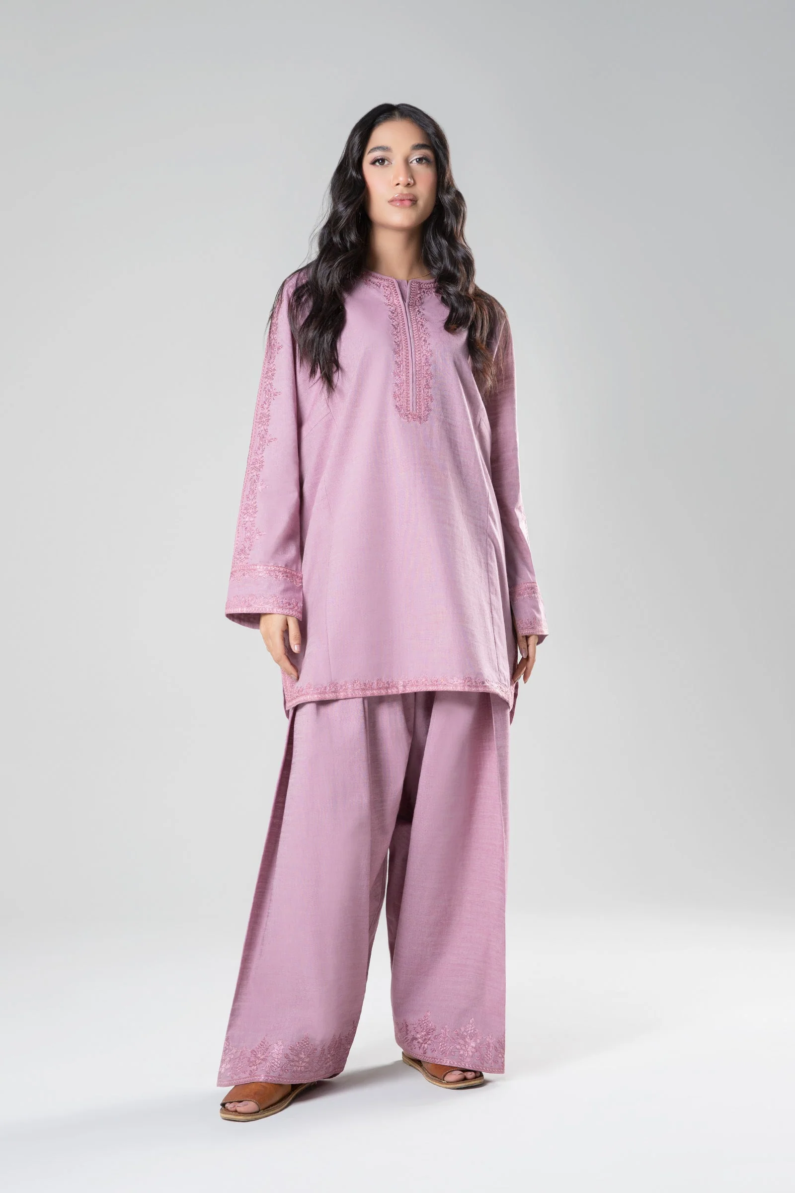 2 Pc Embroidered Yarn Dyed Suit