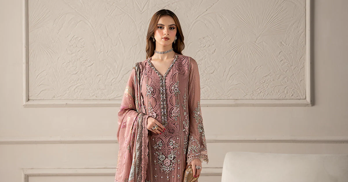 3 Piece Embroidered Chiffon Suit | MCS-25-105 - Image 2