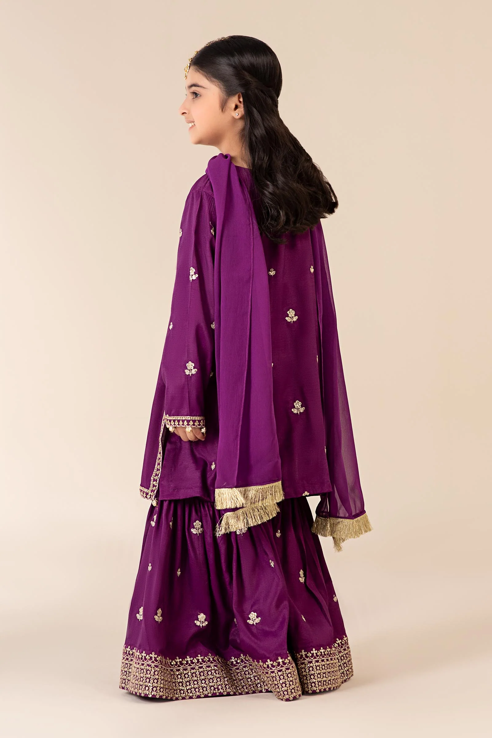 3 Piece Embroidered Raw Silk Suit - Image 4