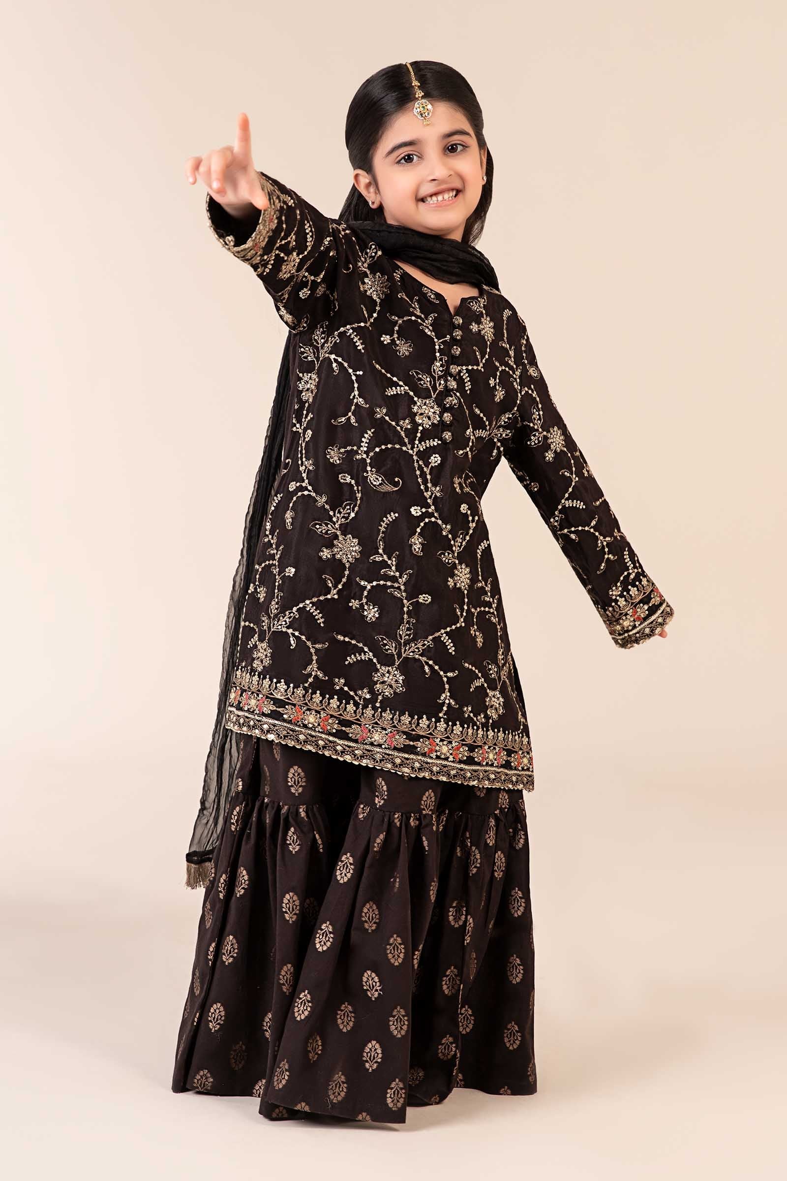 3 Piece Embroidered Raw Silk Suit - Image 3