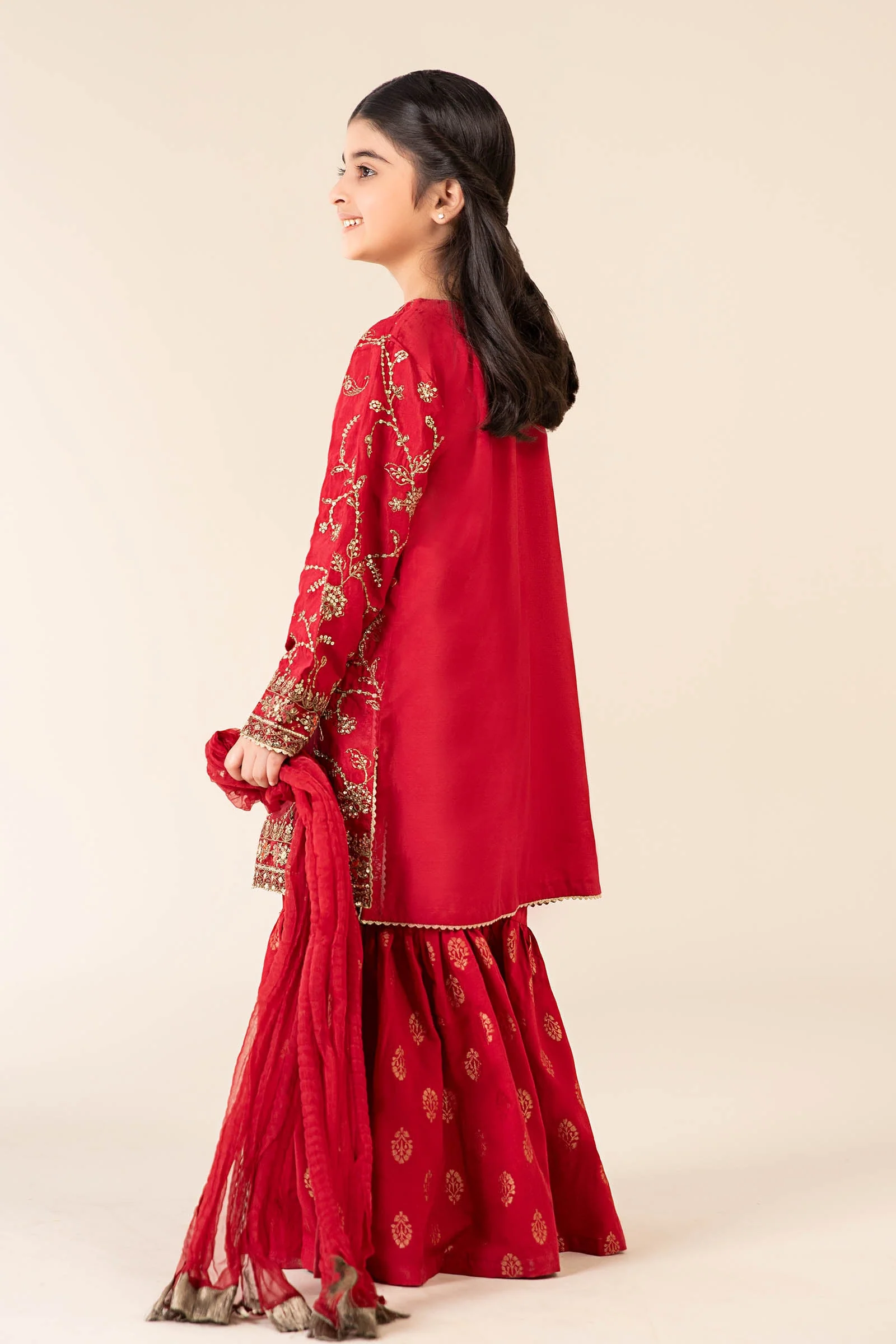 3 Piece Embroidered Raw Silk Suit - Image 6
