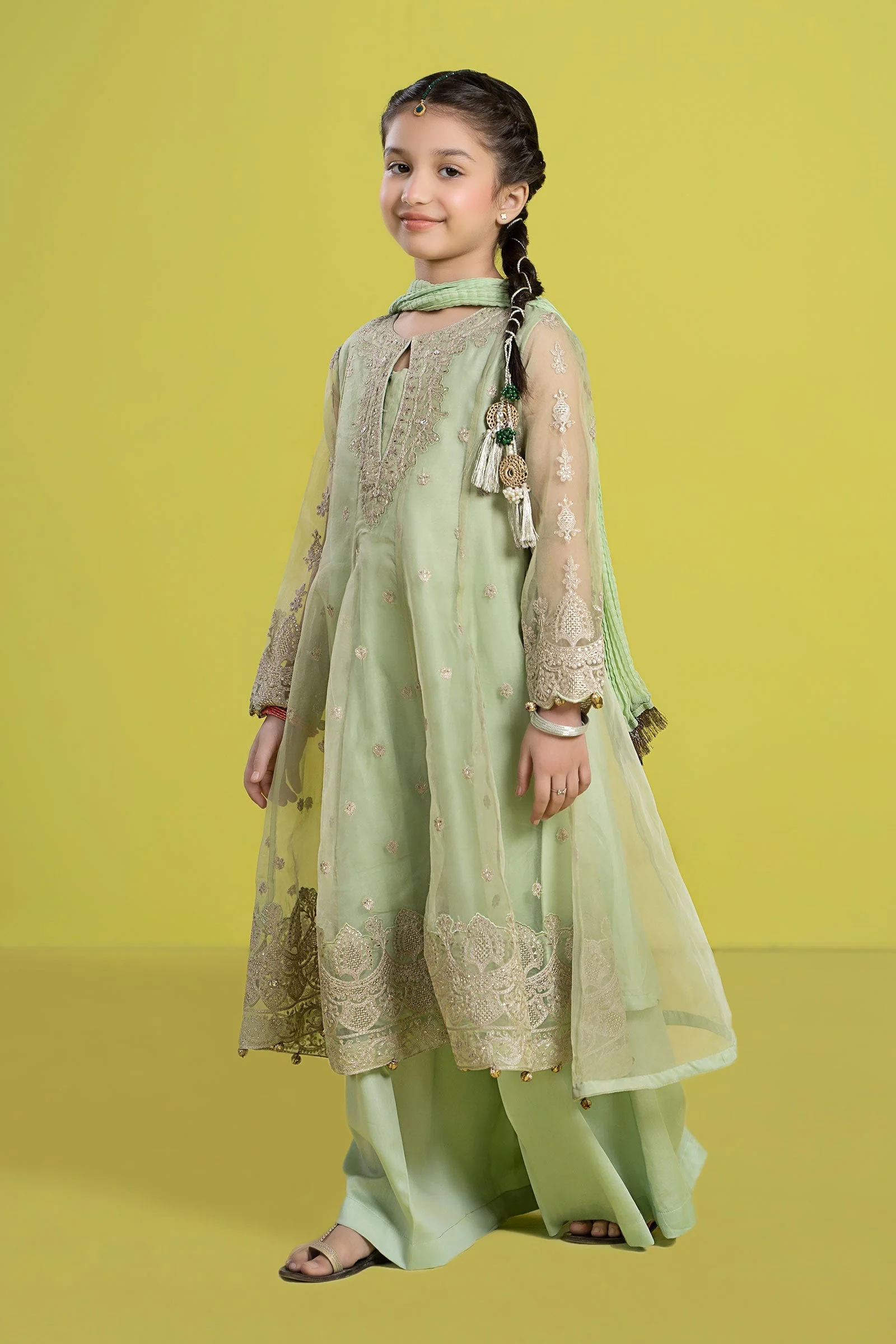 3 Piece Embroidered Organza Suit - Image 5
