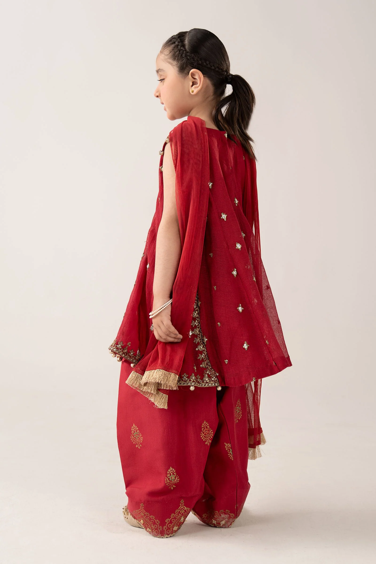 3 Piece Embroidered Cotton Net Suit - Image 6
