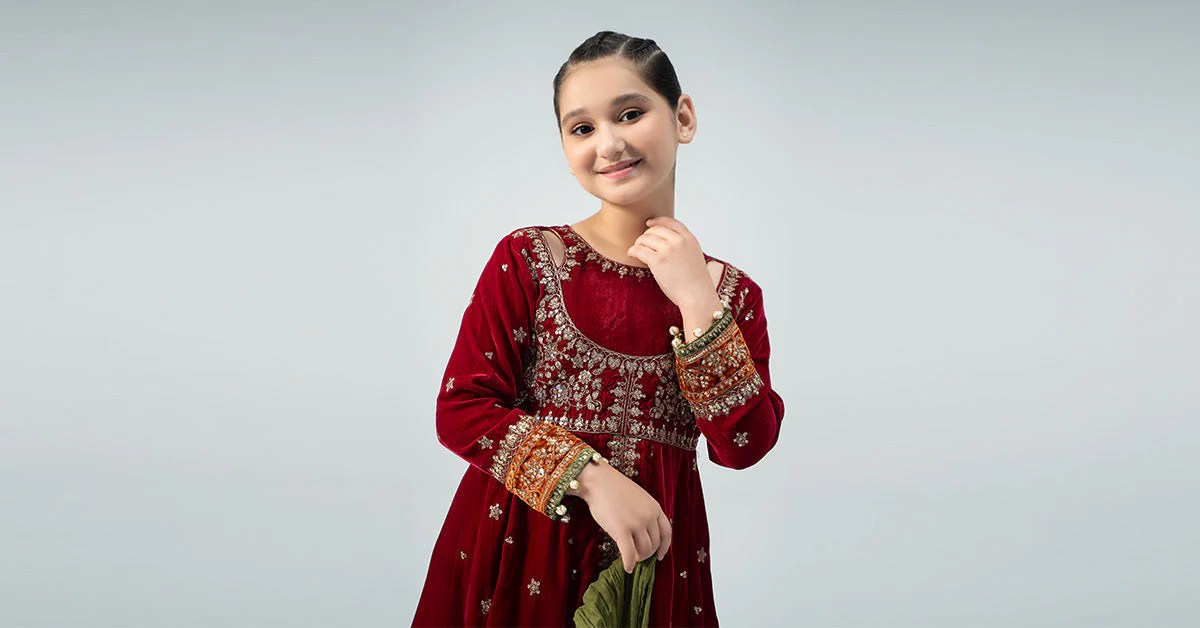 3 Piece Embroidered Velvet Suit - Image 7