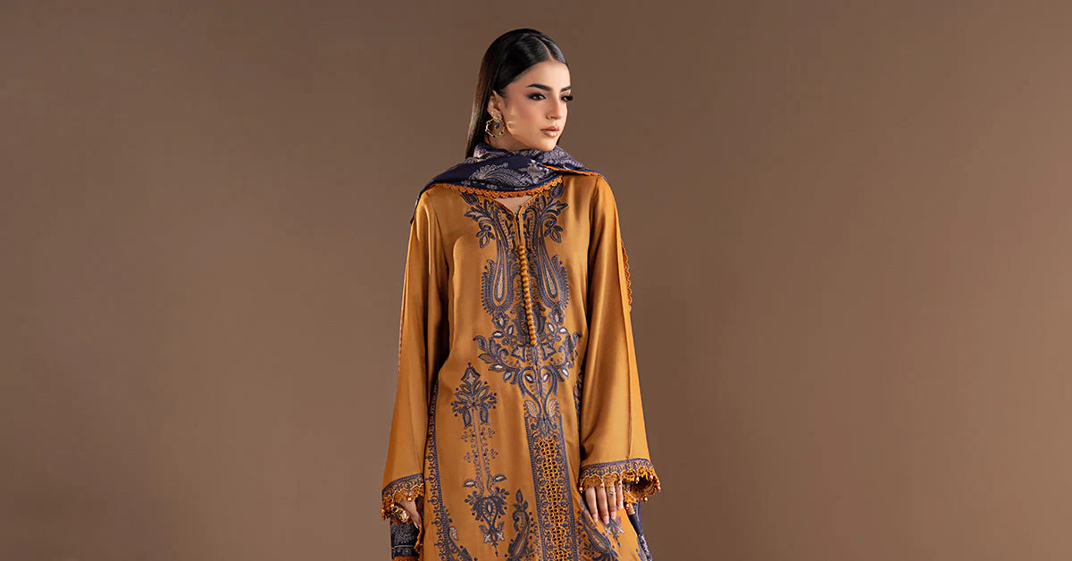 3 Piece Embroidered Twill Linen Suit - Image 11