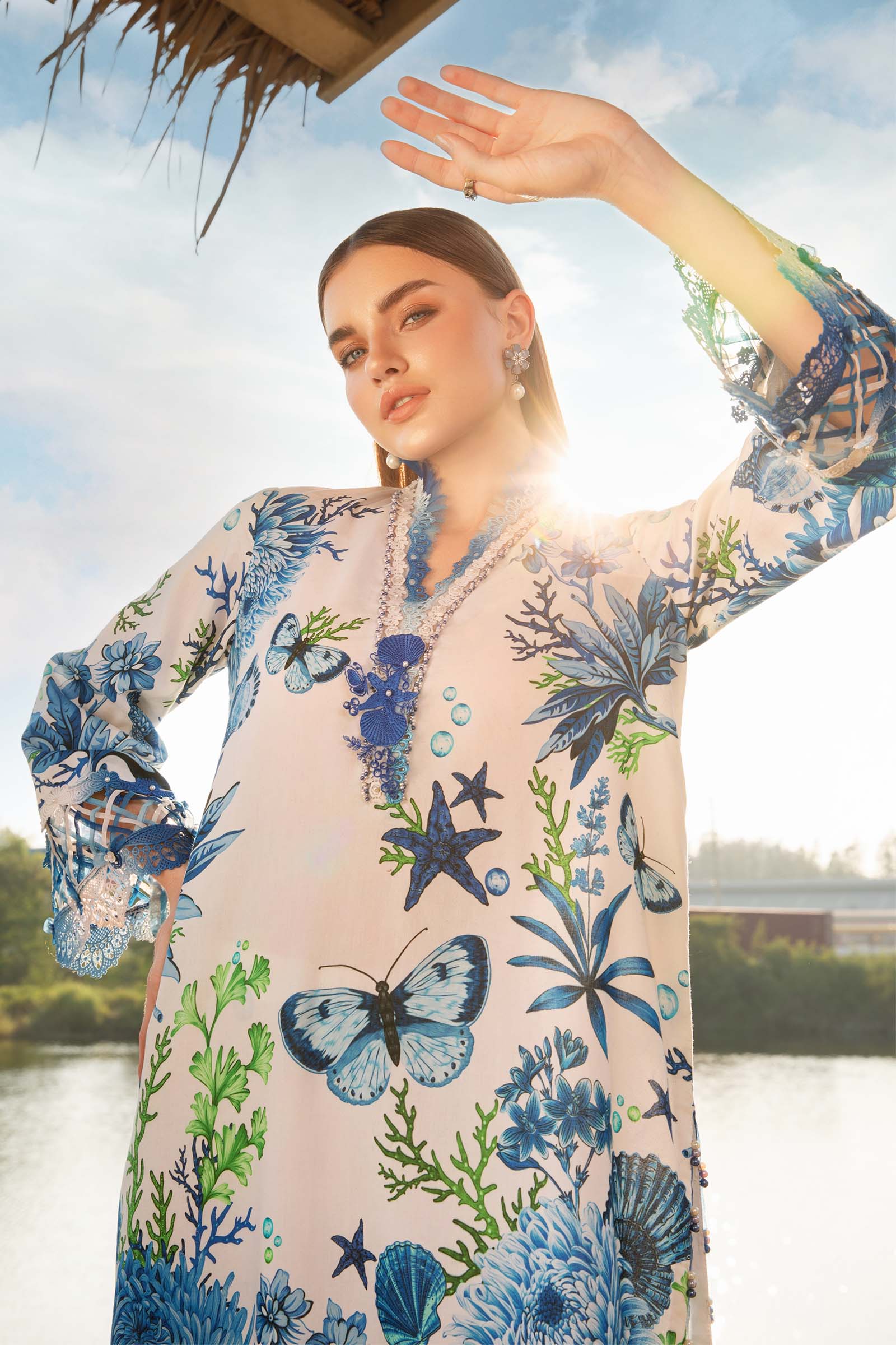3 Piece Unstitched Printed Lawn Suit | MPT-2510-B - Image 3