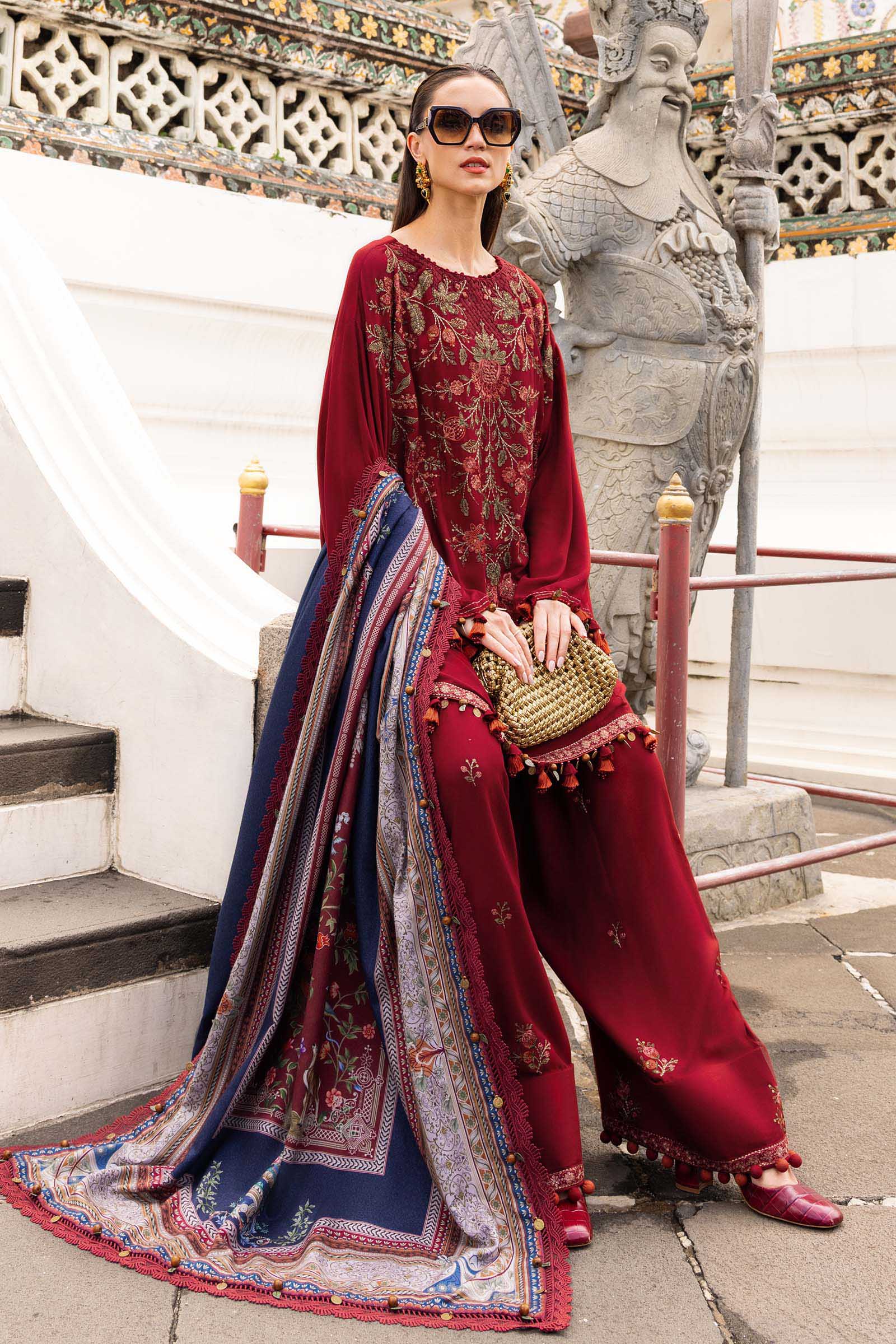 3 Piece Unstitched Embroidered Twill Linen Suit - Image 2