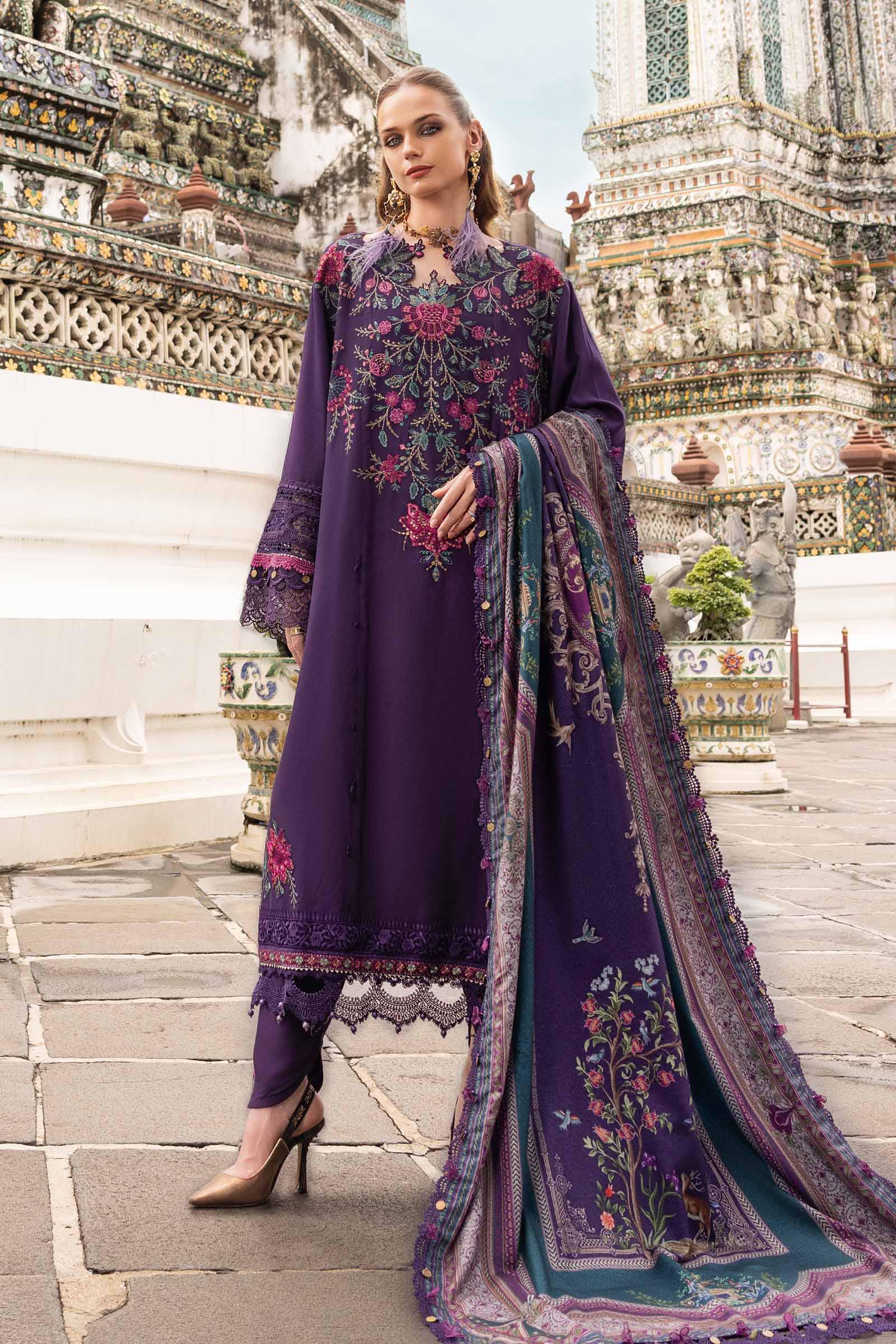 3 Piece Unstitched Embroidered Twill Linen Suit - Image 4