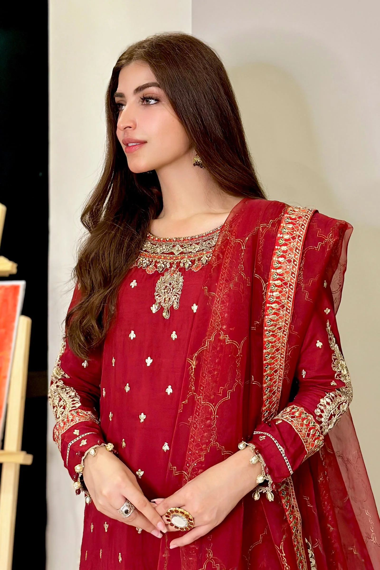 3 Piece Embroidered Raw Silk Suit - Image 4