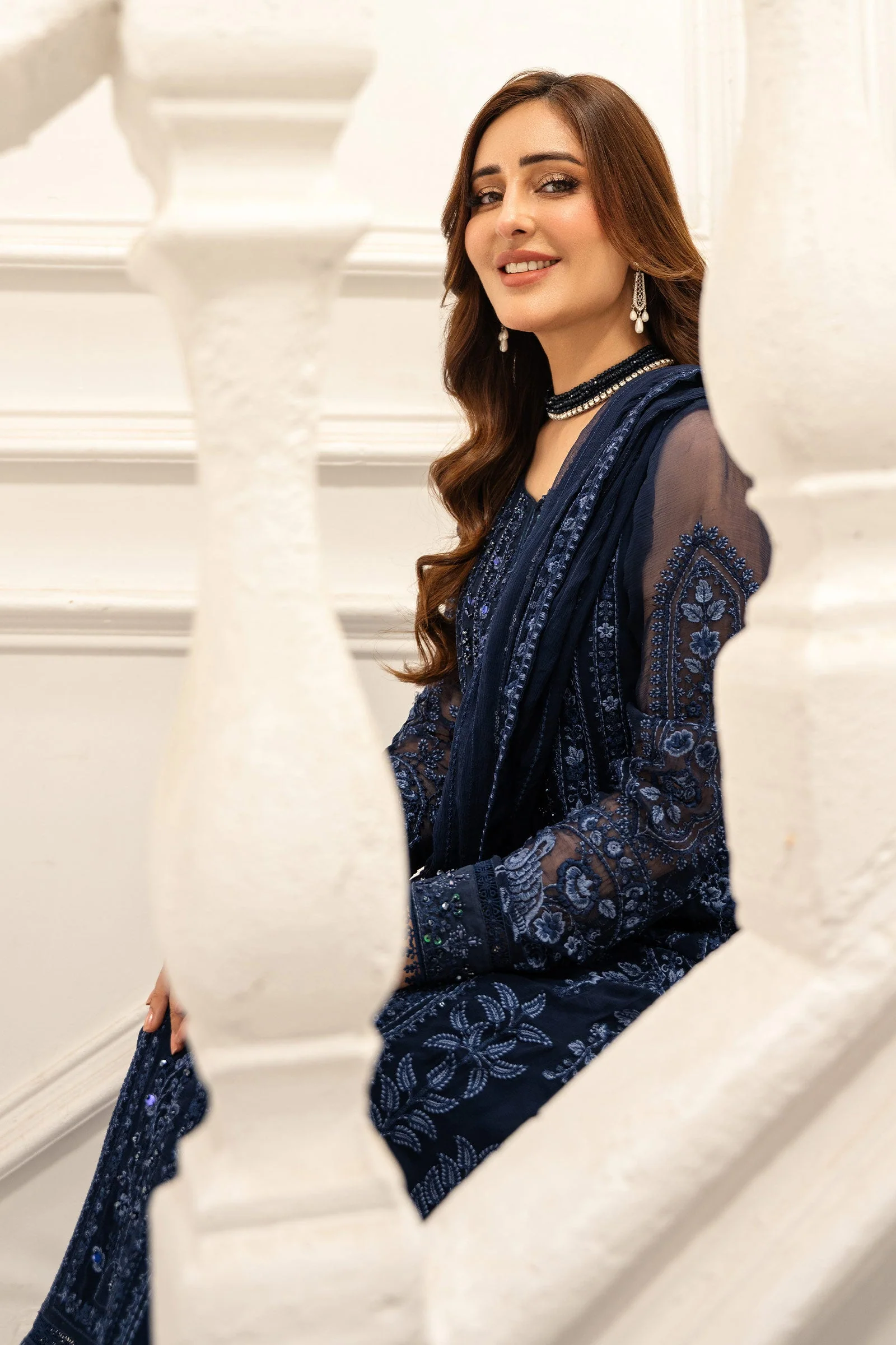 3 Piece Embroidered Chiffon Suit - Image 4