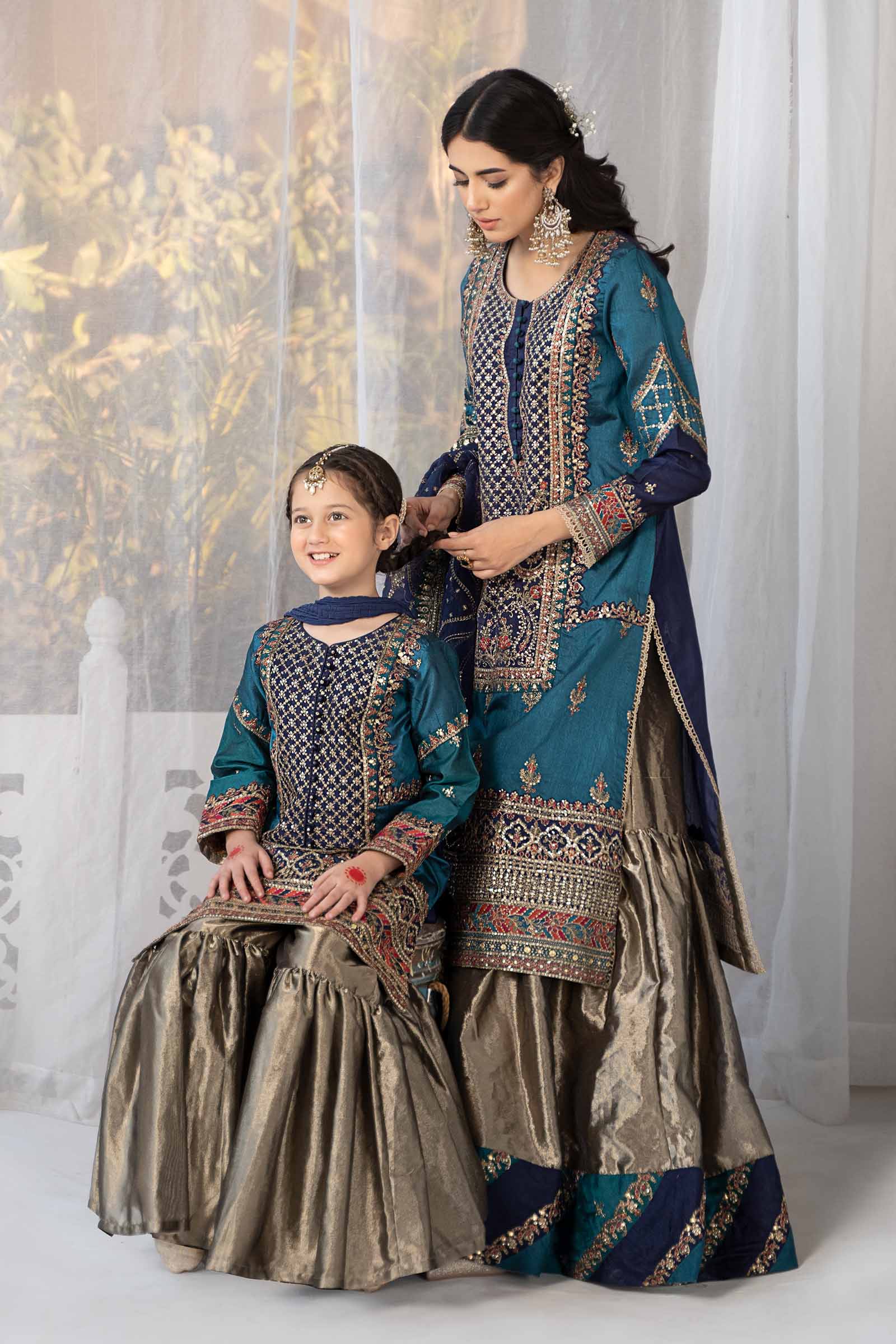 3 Piece Embroidered Raw Silk Suit - Image 2