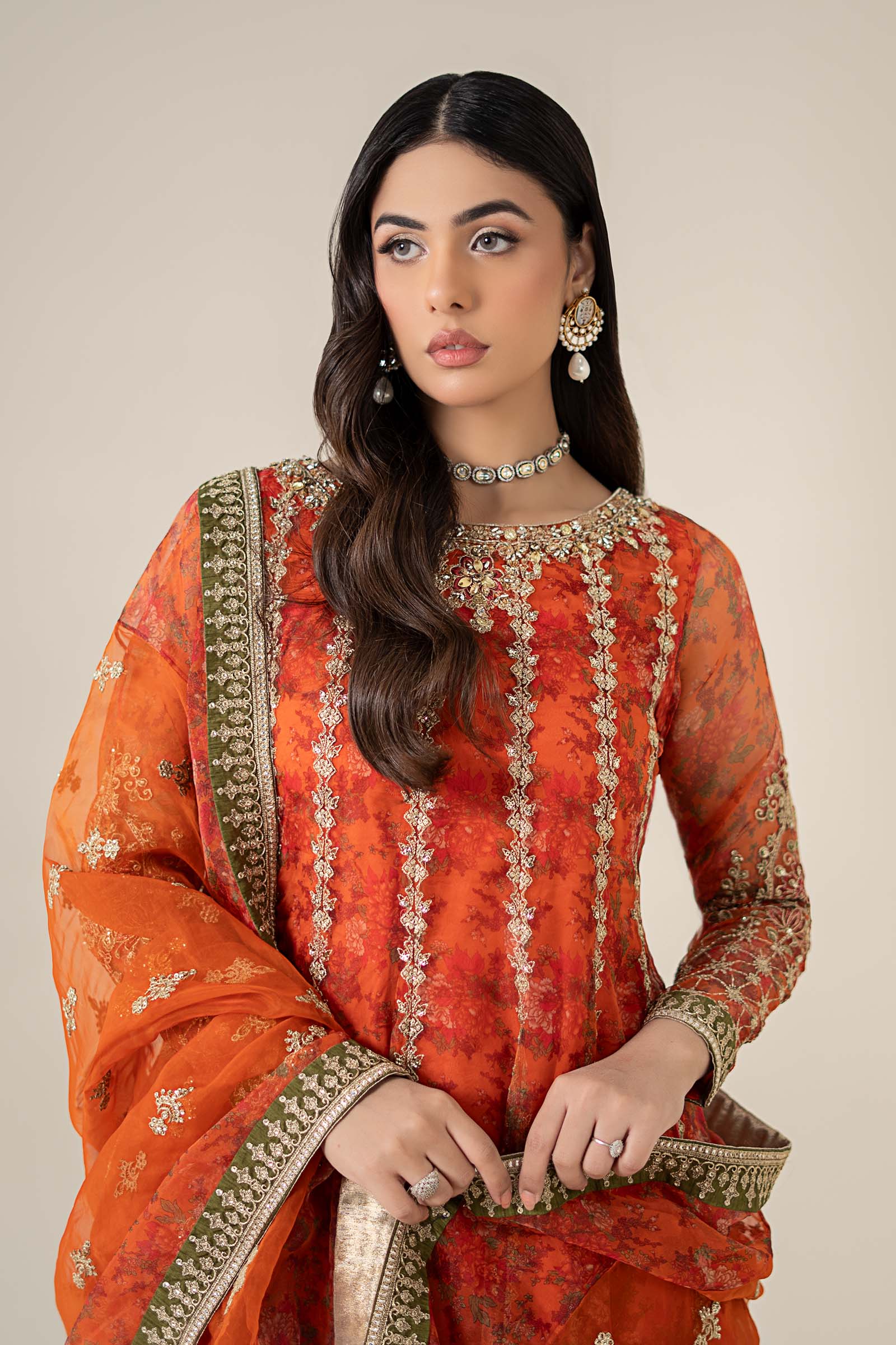 3 Piece Embroidered Organza Suit - Image 2