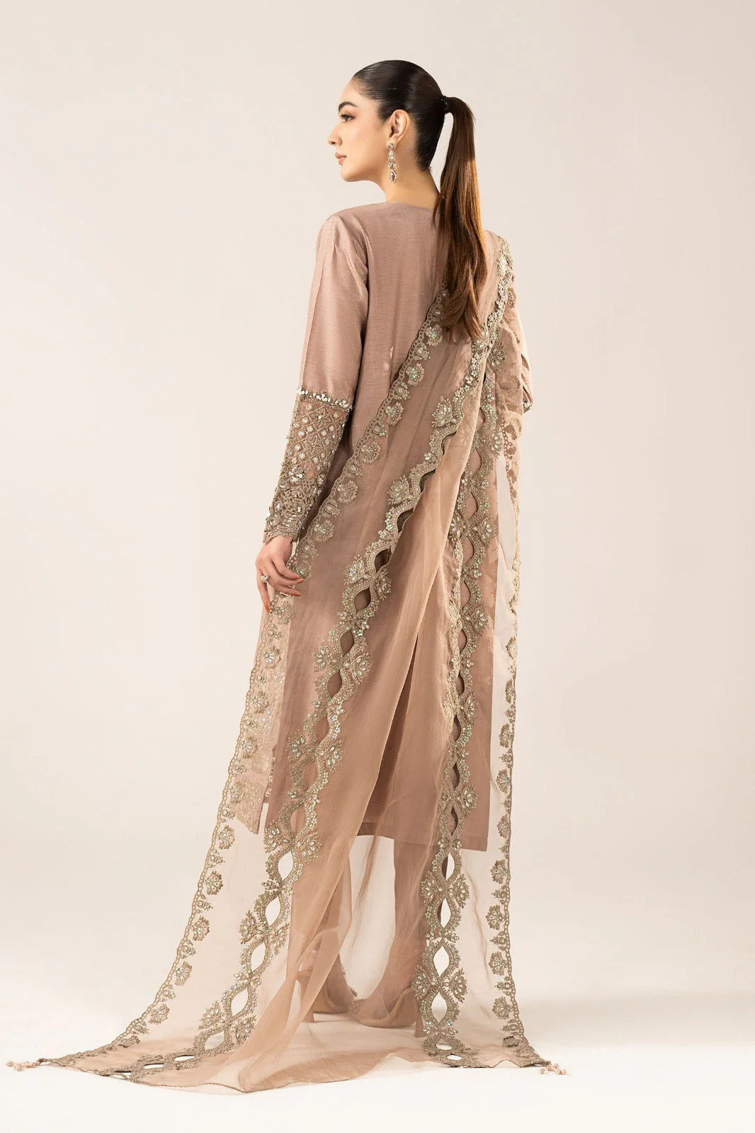 3 Piece Embroidered Raw Silk Suit - Image 8