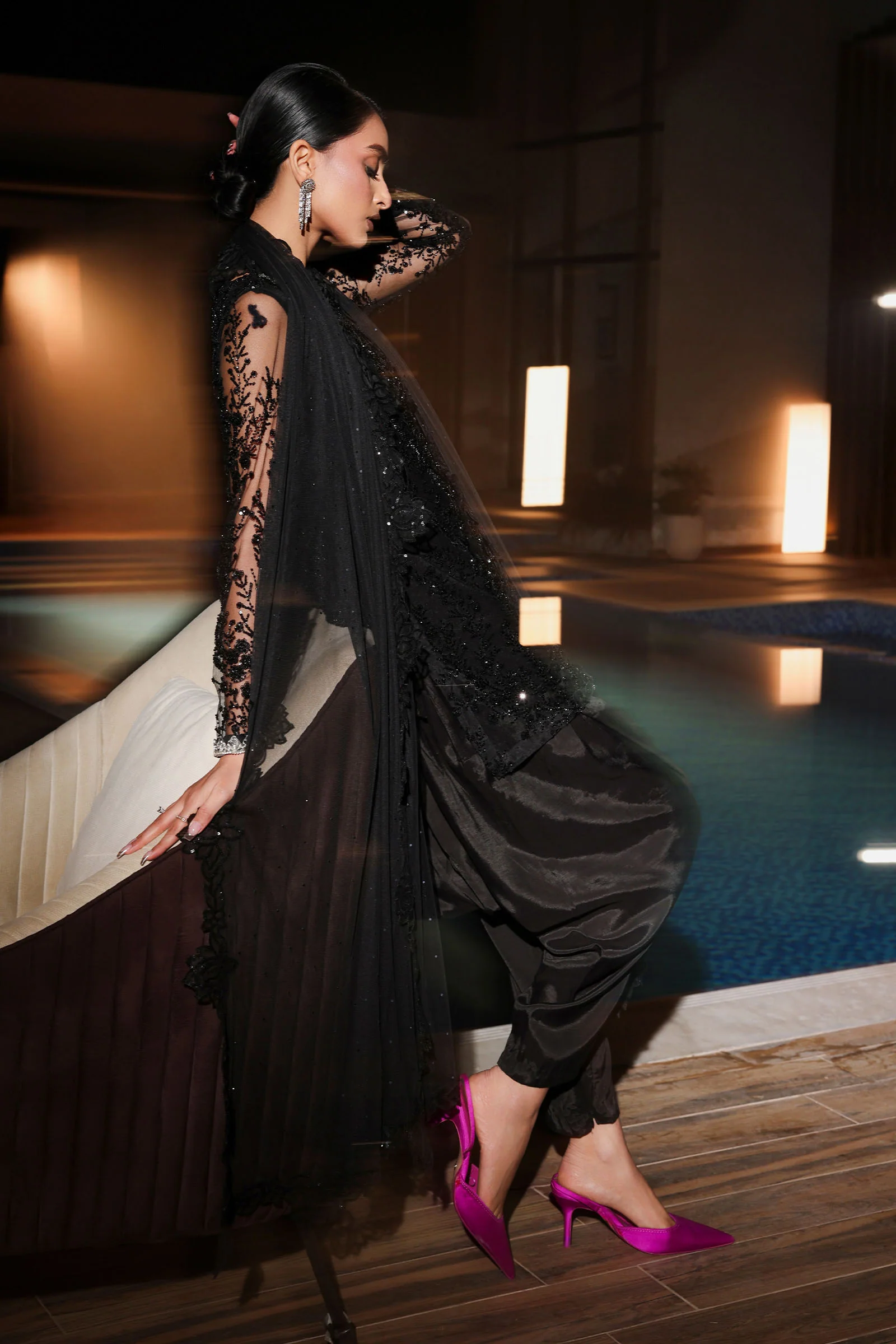 3 Piece Embroidered Net Suit - Image 8